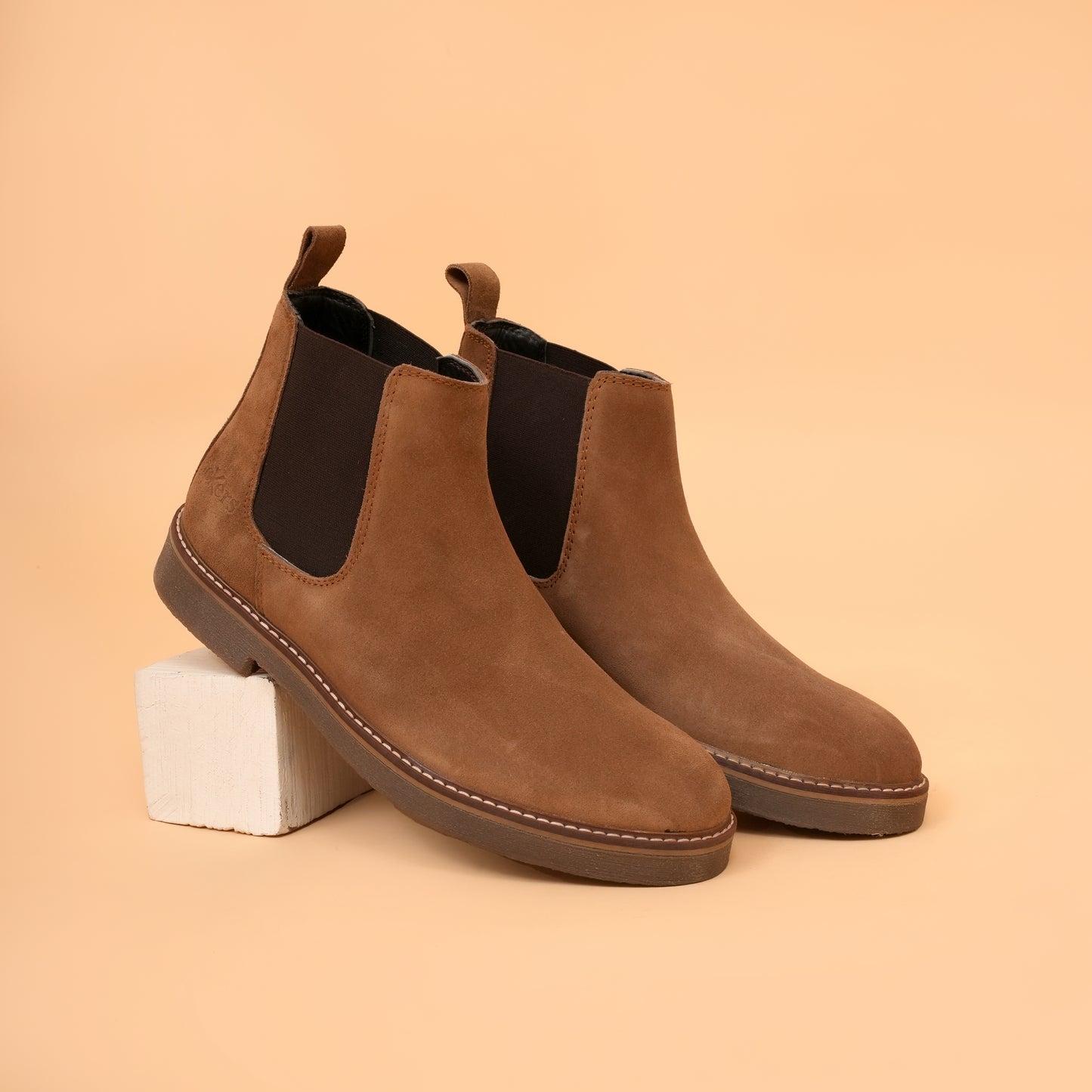kickors Brown - Men's Chelsea Boots with Genuine Suede Leather Upper