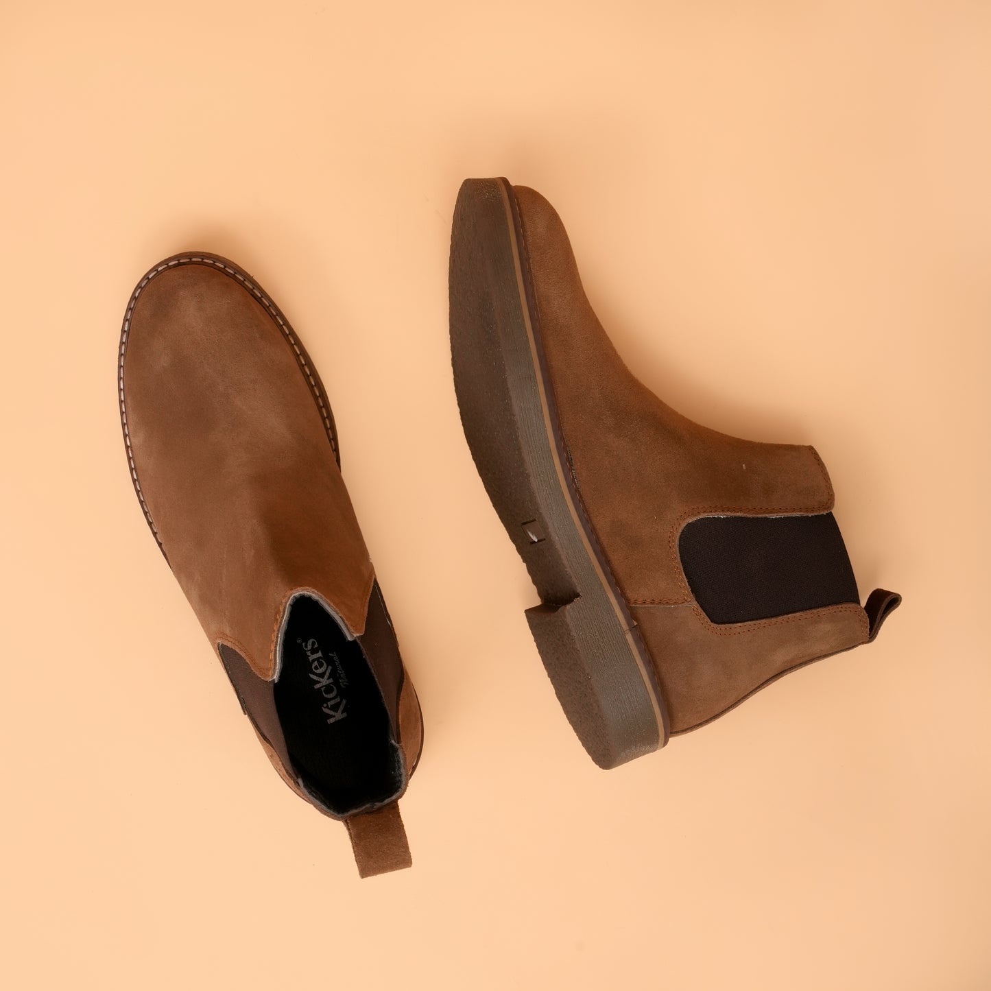 kickors Brown - Men's Chelsea Boots with Genuine Suede Leather Upper