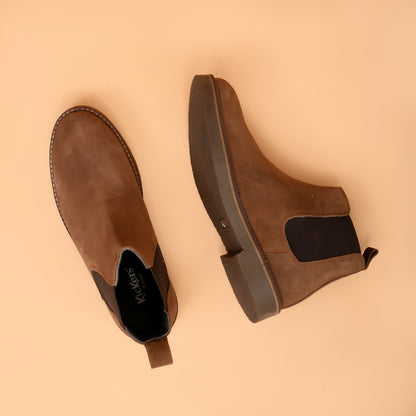 kickors Brown - Men's Chelsea Boots with Genuine Suede Leather Upper