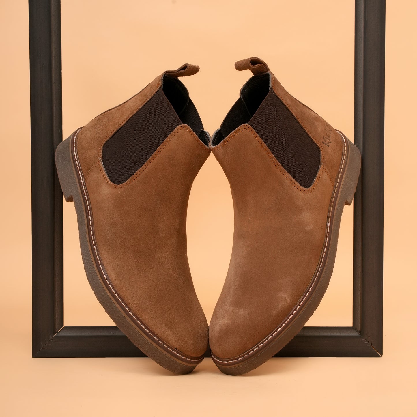 kickors Brown - Men's Chelsea Boots with Genuine Suede Leather Upper