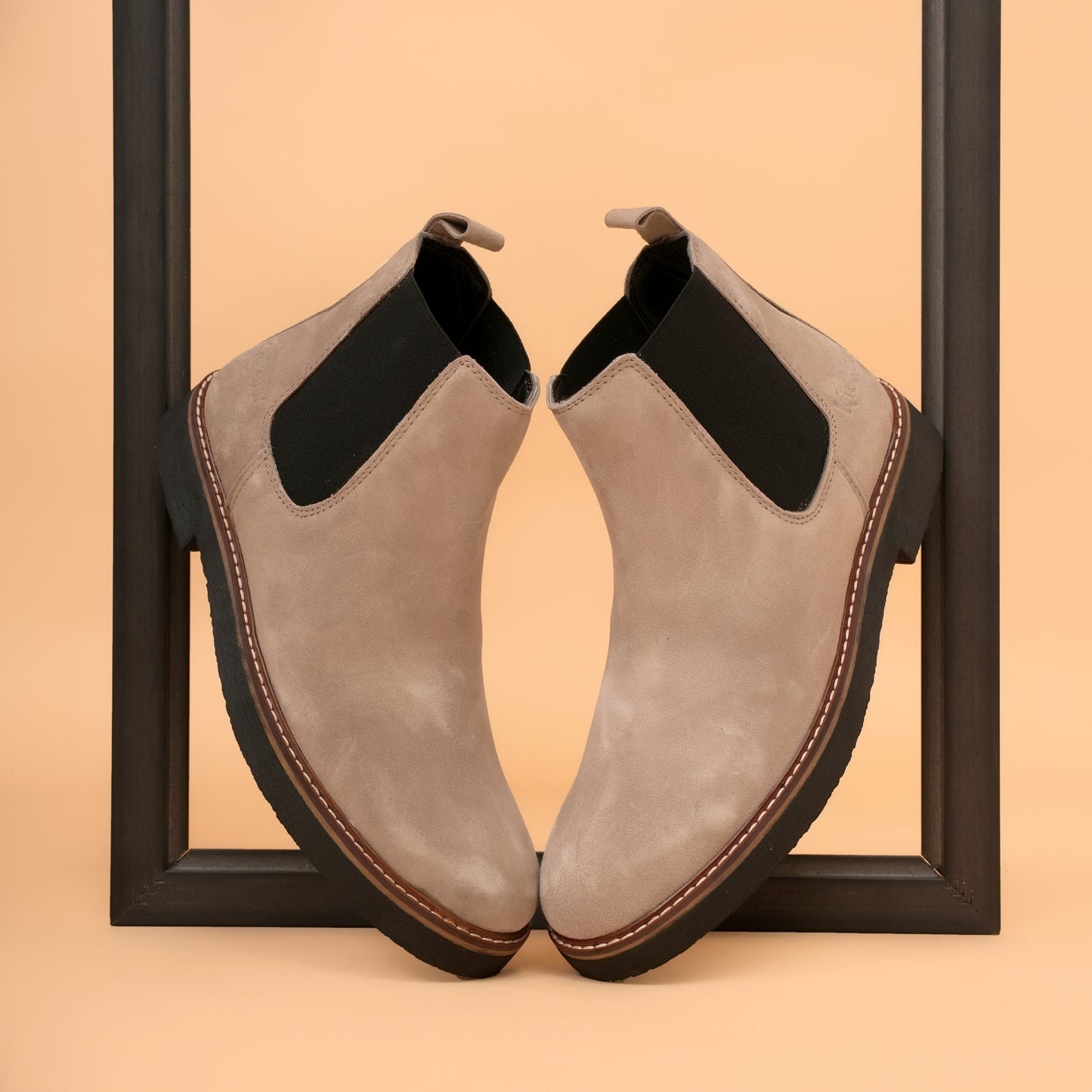 kickors FloralWhite - Men's Chelsea Boots with Genuine Suede Leather Upper