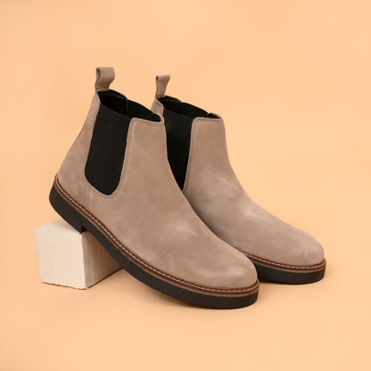 kickors FloralWhite - Men's Chelsea Boots with Genuine Suede Leather Upper
