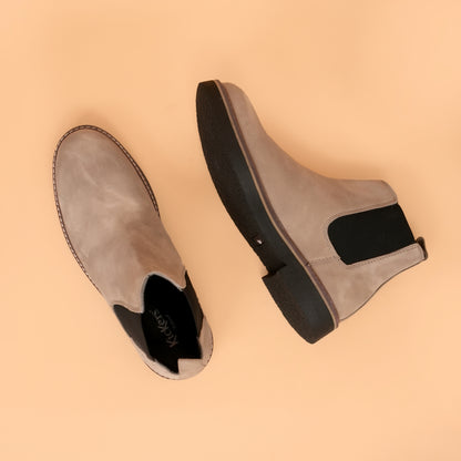 kickors FloralWhite - Men's Chelsea Boots with Genuine Suede Leather Upper