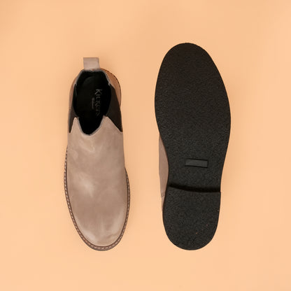 kickors FloralWhite - Men's Chelsea Boots with Genuine Suede Leather Upper