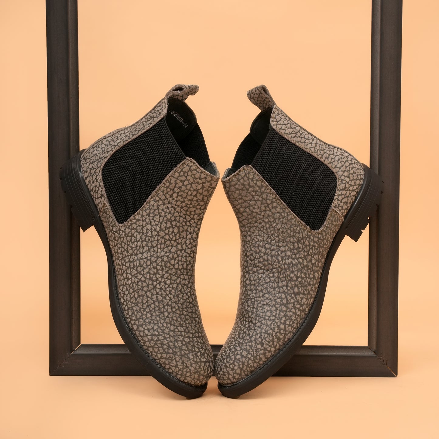 G.O.A.T Polka Dot DarkGray Extra Comfort - Men's Chelsea Boots with Genuine Suede Leather Upper