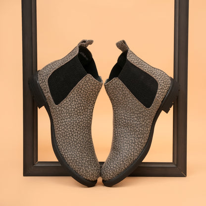G.O.A.T Polka Dot DarkGray Extra Comfort - Men's Chelsea Boots with Genuine Suede Leather Upper